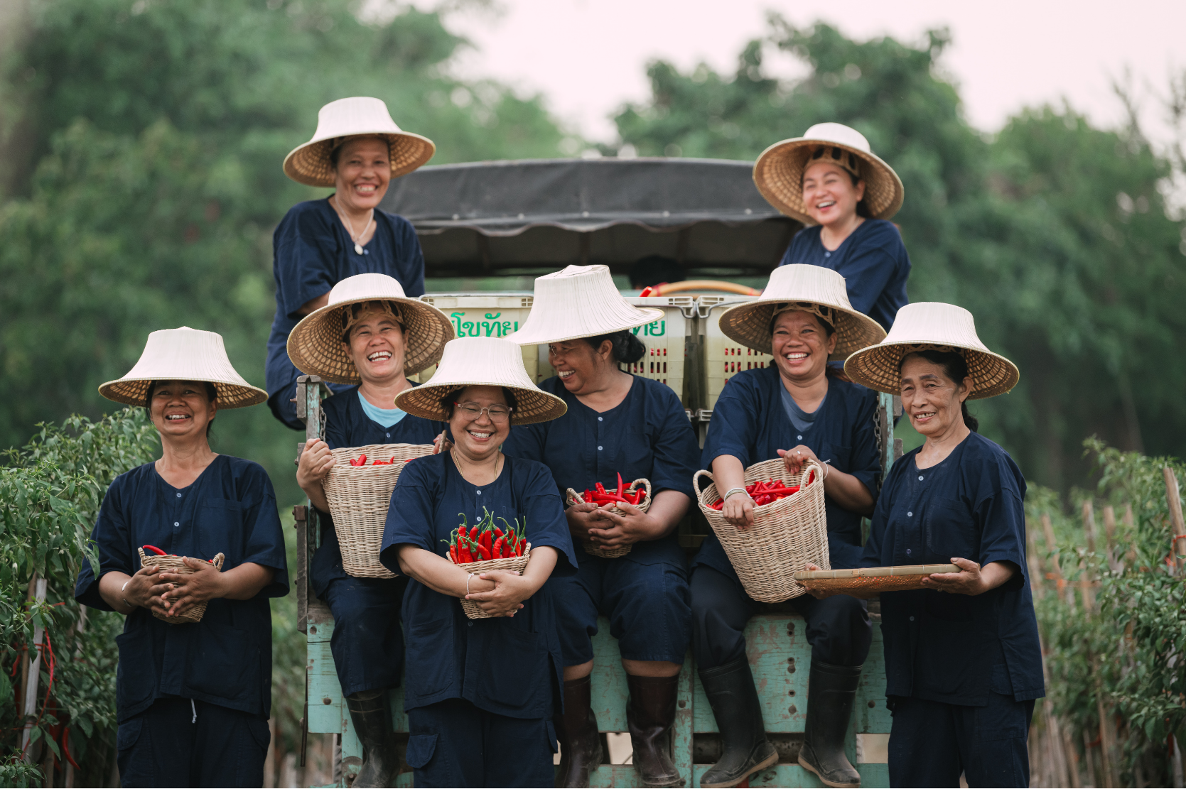 Farmers smiling
